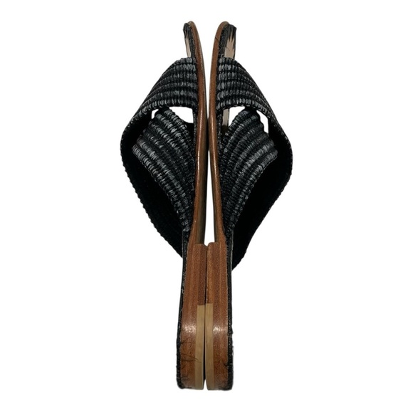 Jenni Kayne Raffia Crossover Black Slip On Casual Slide Sandals Women’s 38 - Picture 11 of 16